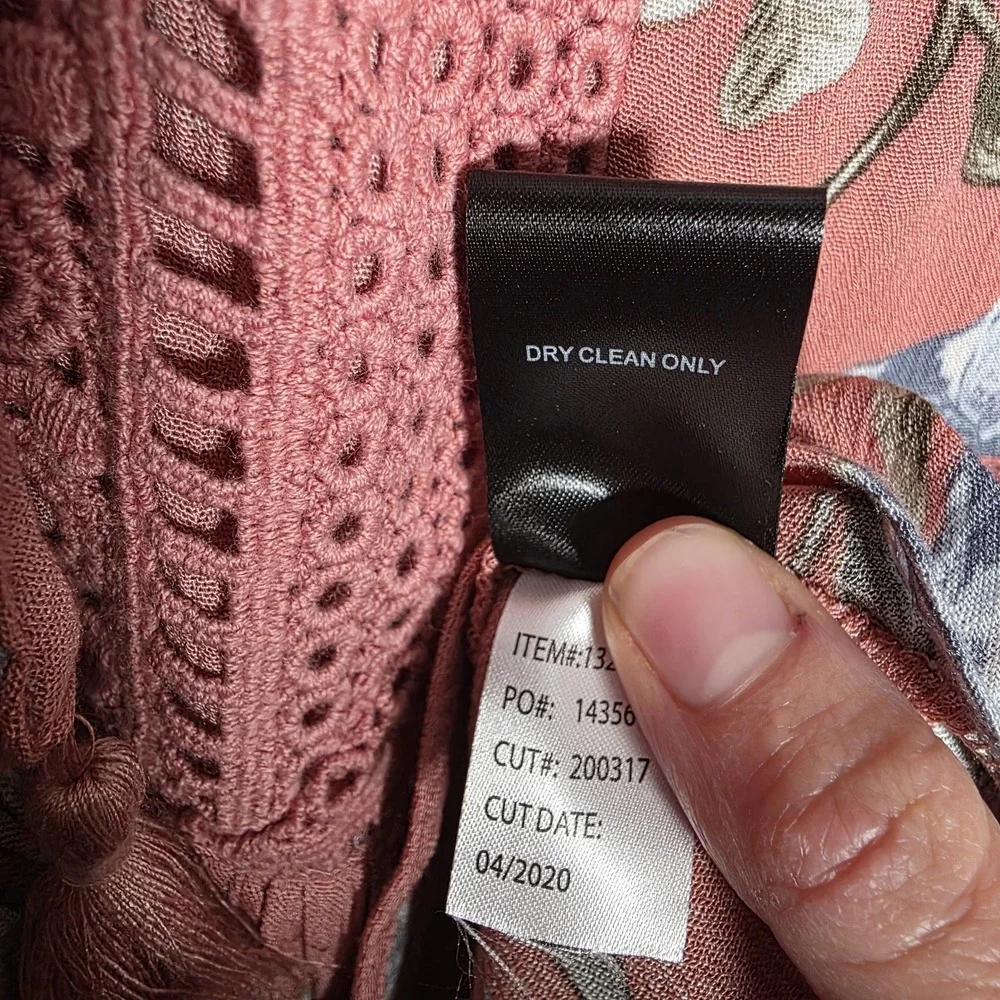 Torrid Womens‎ 2X Dusty Coral Floral Gauze Crochet Babydoll Top Peasant Babydoll - Picture 8 of 8